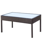 4 Piece Garden Lounge Set with Cushions Poly Rattan Brown - Rear View