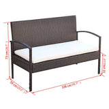 4 Piece Garden Lounge Set with Cushions Poly Rattan Brown - Close-Up Angle
