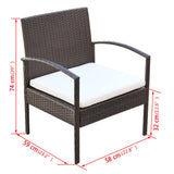 4 Piece Garden Lounge Set with Cushions Poly Rattan Brown - Low Angle