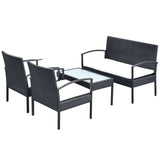 4 Piece Garden Lounge Set with Cushions Poly Rattan Black - Side View