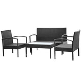 4 Piece Garden Lounge Set with Cushions Poly Rattan Black - Top-Down View