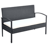 4 Piece Garden Lounge Set with Cushions Poly Rattan Black - 45-Degree Angle