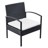 4 Piece Garden Lounge Set with Cushions Poly Rattan Black - Rear View