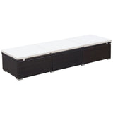 Sun Lounger with Cushion Poly Rattan Brown - Side View