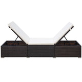 Sun Lounger with Cushion Poly Rattan Brown - 45-Degree Angle