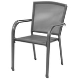 Stackable Garden Chairs 2 pcs Steel Grey - Side View