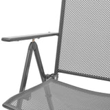 Stackable Garden Chairs 2 pcs Steel Grey - Close-Up Angle