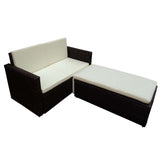 2 Piece Garden Lounge Set with Cushions Poly Rattan Brown - Side View