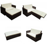 2 Piece Garden Lounge Set with Cushions Poly Rattan Brown - Top-Down View