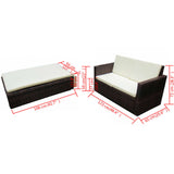 2 Piece Garden Lounge Set with Cushions Poly Rattan Brown - Close-Up Angle