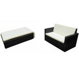 2 Piece Garden Lounge Set with Cushions Poly Rattan Black - Front View