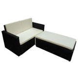 2 Piece Garden Lounge Set with Cushions Poly Rattan Black - Side View