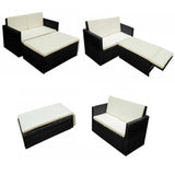 2 Piece Garden Lounge Set with Cushions Poly Rattan Black - Top-Down View