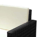 2 Piece Garden Lounge Set with Cushions Poly Rattan Black - Rear View