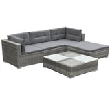 5 Piece Garden Lounge Set with Cushions Poly Rattan Grey - Side View