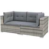 10 Piece Garden Lounge Set with Cushions Poly Rattan Grey - 45-Degree Angle