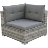 10 Piece Garden Lounge Set with Cushions Poly Rattan Grey - Rear View