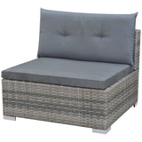 10 Piece Garden Lounge Set with Cushions Poly Rattan Grey - Close-Up Angle