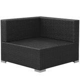 3 Piece Garden Lounge Set with Cushions Poly Rattan Black - Rear View