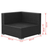 3 Piece Garden Lounge Set with Cushions Poly Rattan Black - Low Angle