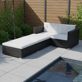 3 Piece Garden Lounge Set with Cushions Poly Rattan Black