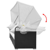 7 Piece Garden Lounge Set with Canopy Poly Rattan Black - Top-Down View