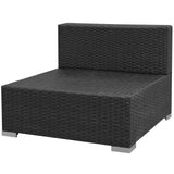 7 Piece Garden Lounge Set with Canopy Poly Rattan Black - Rear View