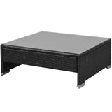 7 Piece Garden Lounge Set with Canopy Poly Rattan Black - Close-Up Angle