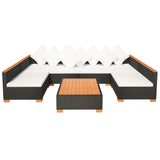 7 Piece Garden Lounge Set with Cushions Poly Rattan Black - Side View