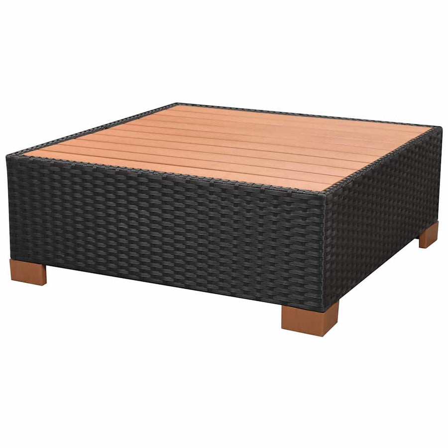9 Piece Garden Lounge Set with Cushions Poly Rattan Black