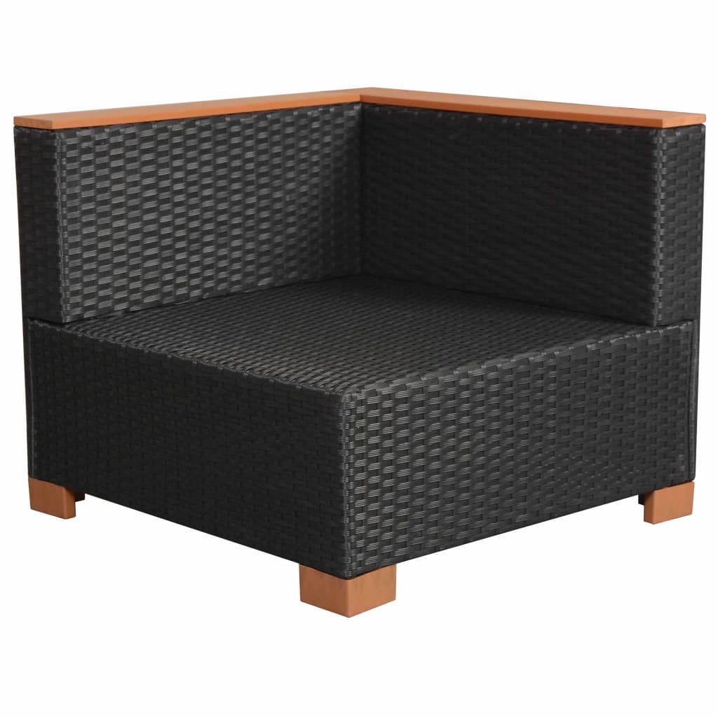 9 Piece Garden Lounge Set with Cushions Poly Rattan Black