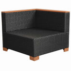 9 Piece Garden Lounge Set with Cushions Poly Rattan Black