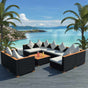 9 Piece Garden Lounge Set with Cushions Poly Rattan Black