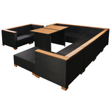 10 Piece Garden Lounge Set with Cushions Poly Rattan Black - Top-Down View