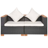 Garden Sofa Poly Rattan Black - Front View