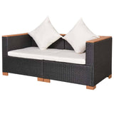 Garden Sofa Poly Rattan Black - Side View