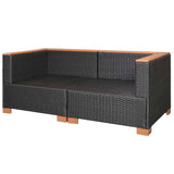 Garden Sofa Poly Rattan Black - Rear View