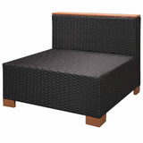 7 Piece Garden Lounge Set with Cushions Poly Rattan Black - Extra Image