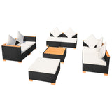 8 Piece Garden Lounge Set with Cushions Poly Rattan Black - Top-Down View