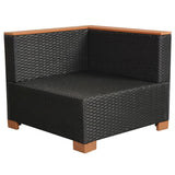 8 Piece Garden Lounge Set with Cushions Poly Rattan Black - Close-Up Angle