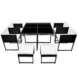 9 Piece Outdoor Dining Set with Cushions Poly Rattan Black - Side View