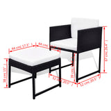 9 Piece Outdoor Dining Set with Cushions Poly Rattan Black - Low Angle