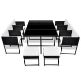 11 Piece Outdoor Dining Set with Cushions Poly Rattan Black - Side View