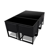 11 Piece Outdoor Dining Set with Cushions Poly Rattan Black - Top-Down View
