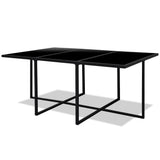 11 Piece Outdoor Dining Set with Cushions Poly Rattan Black - 45-Degree Angle