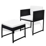 11 Piece Outdoor Dining Set with Cushions Poly Rattan Black - Rear View