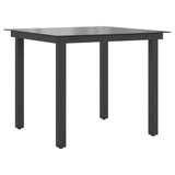 Garden Table Black 80x80x74 cm Aluminium and Glass - Front View