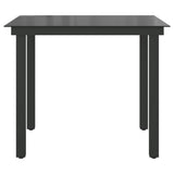 Garden Table Black 80x80x74 cm Aluminium and Glass - 45-Degree Angle