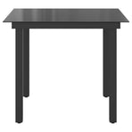 Garden Table Black 80x80x74 cm Aluminium and Glass