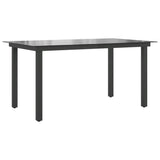 Garden Table Black 150x90x74 cm Aluminium and Glass - Front View